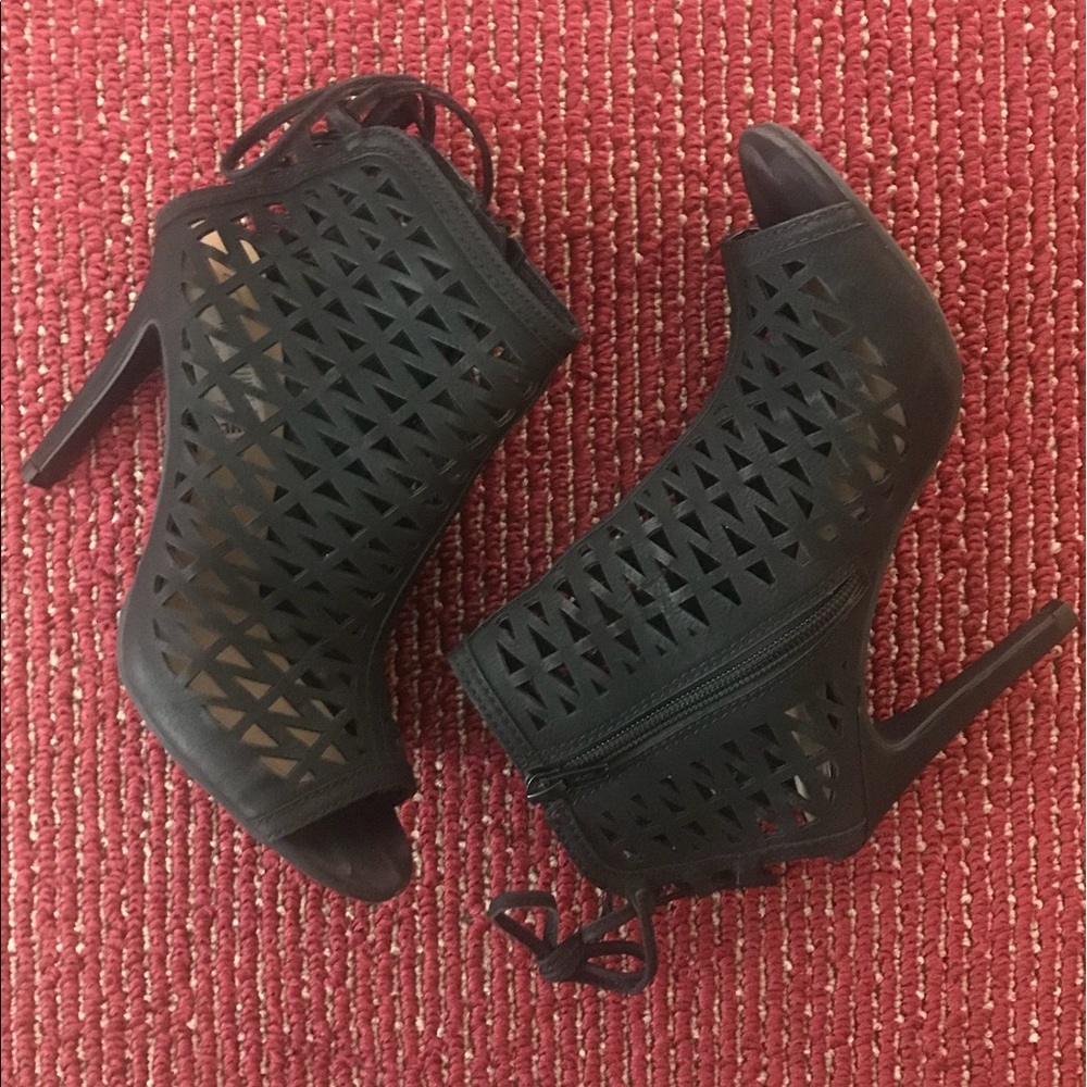 Black Caged Heels